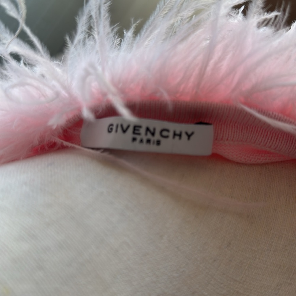 Lightweight pink feather lined v neck sweater with crystal embellishments - Picture 5 of 5